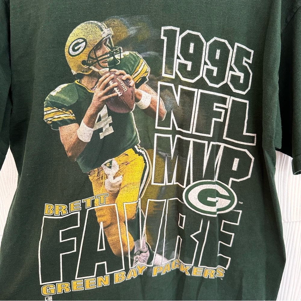 Vintage 90s 1995 NFL MVP Brett Favre Green Bay Packers Short Sleeve T-Shirt XL